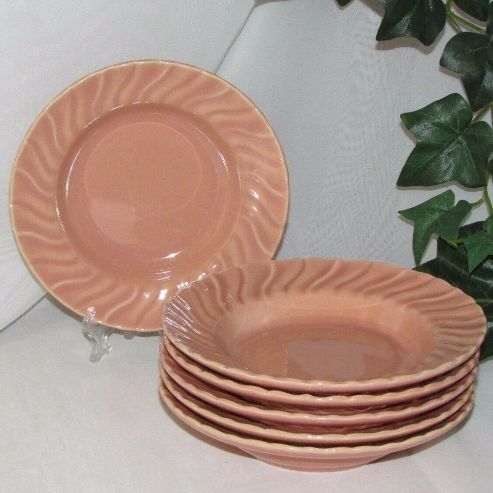 6 Vintage Franciscan Coronado Small Dessert Fruit Bowls Coral Peach Dishes
